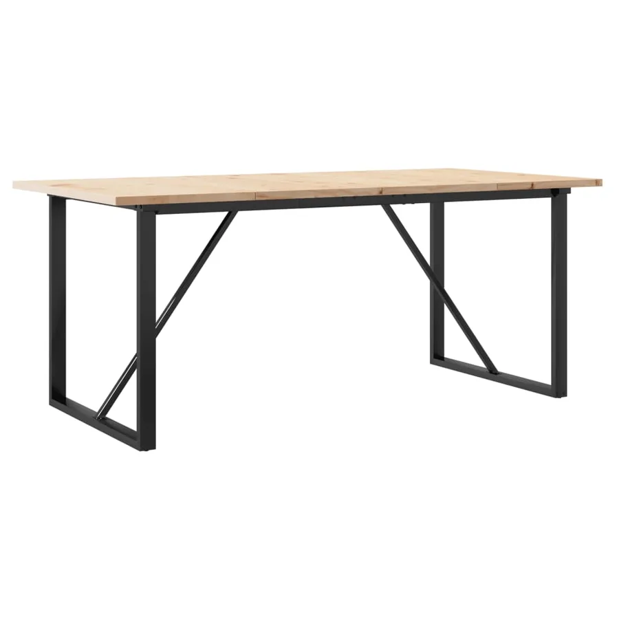 Table à manger cadre en O 180x90x75,5 cm bois pin massif acier - 6
