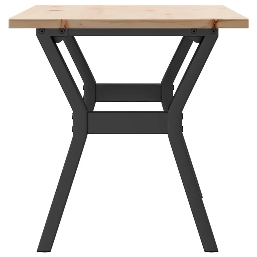 Table basse cadre en Y 100x50x45 cm bois de pin massif et acier - 5
