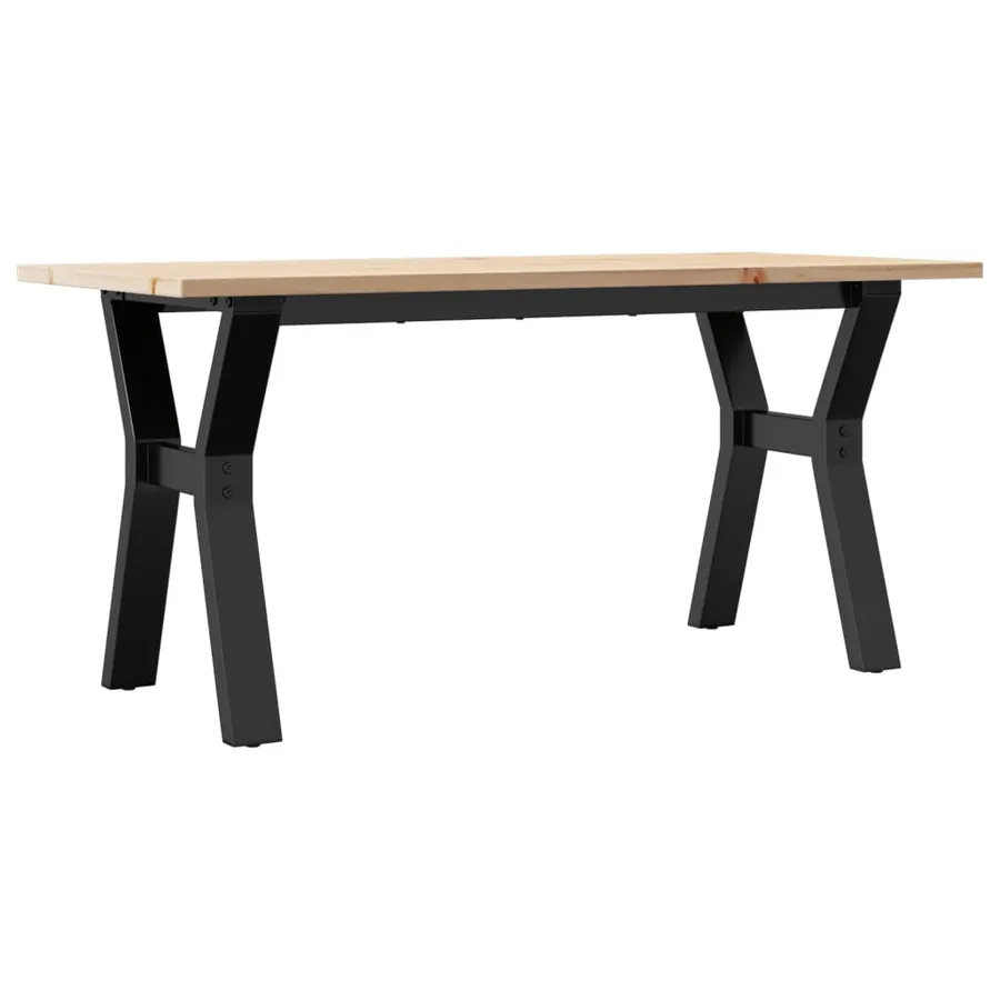 Table basse cadre en Y 100x50x45 cm bois de pin massif et acier - 6