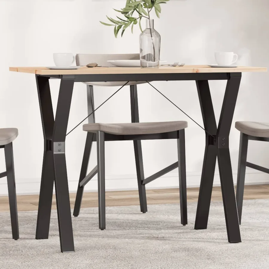 Table à manger cadre en Y 100x50x75 cm bois de pin massif acier
