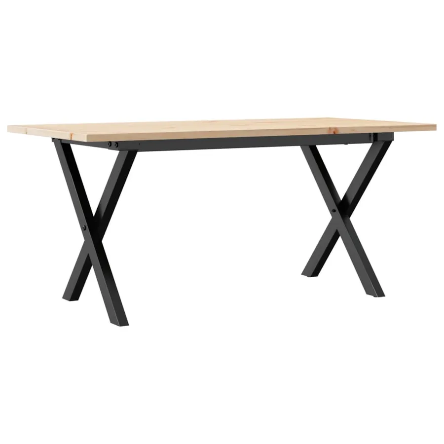 Table basse cadre en X 100x50x45 cm bois de pin massif et acier - 2