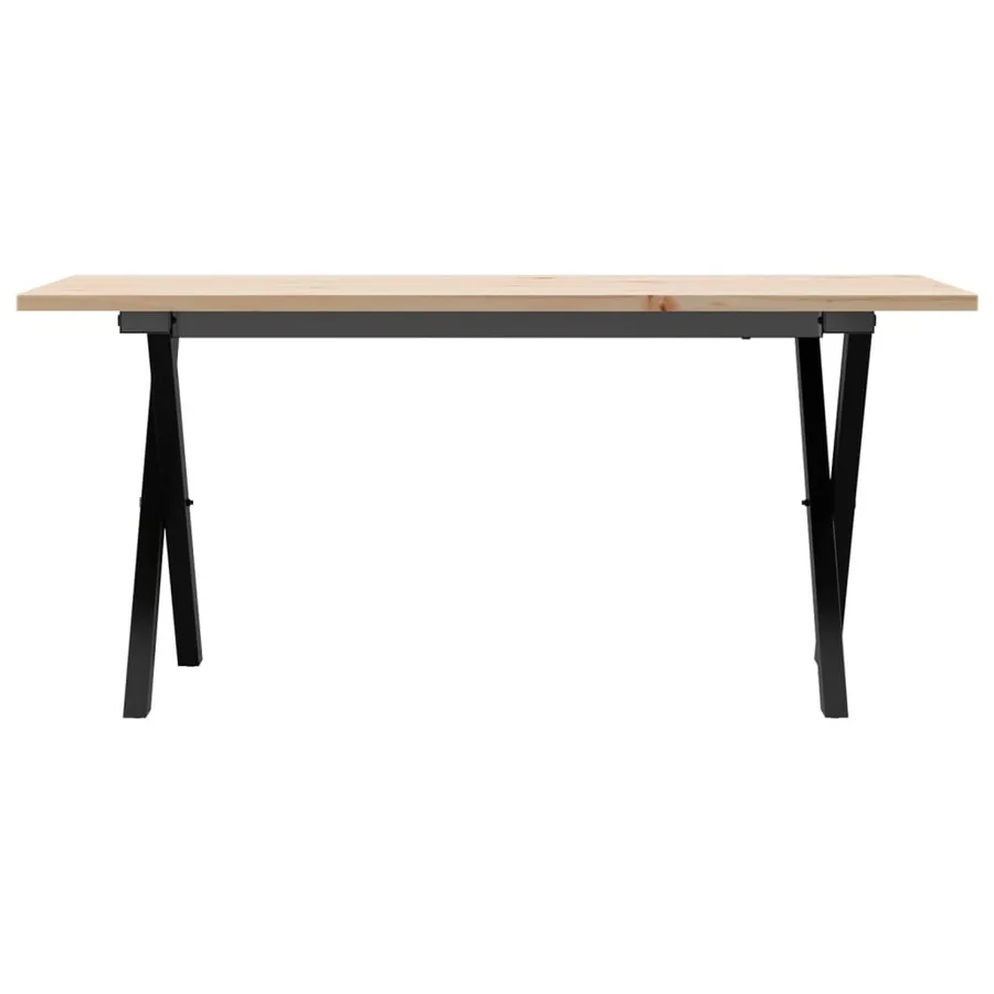 Table basse cadre en X 100x50x45 cm bois de pin massif et acier - 4