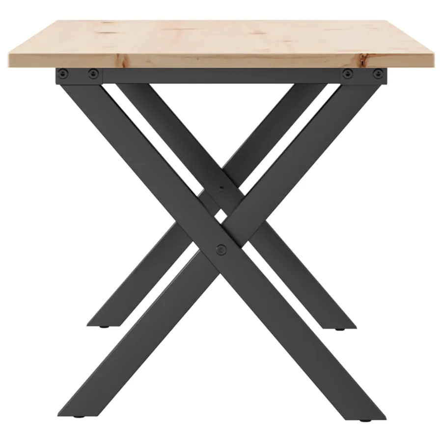 Table basse cadre en X 100x50x45 cm bois de pin massif et acier - 5