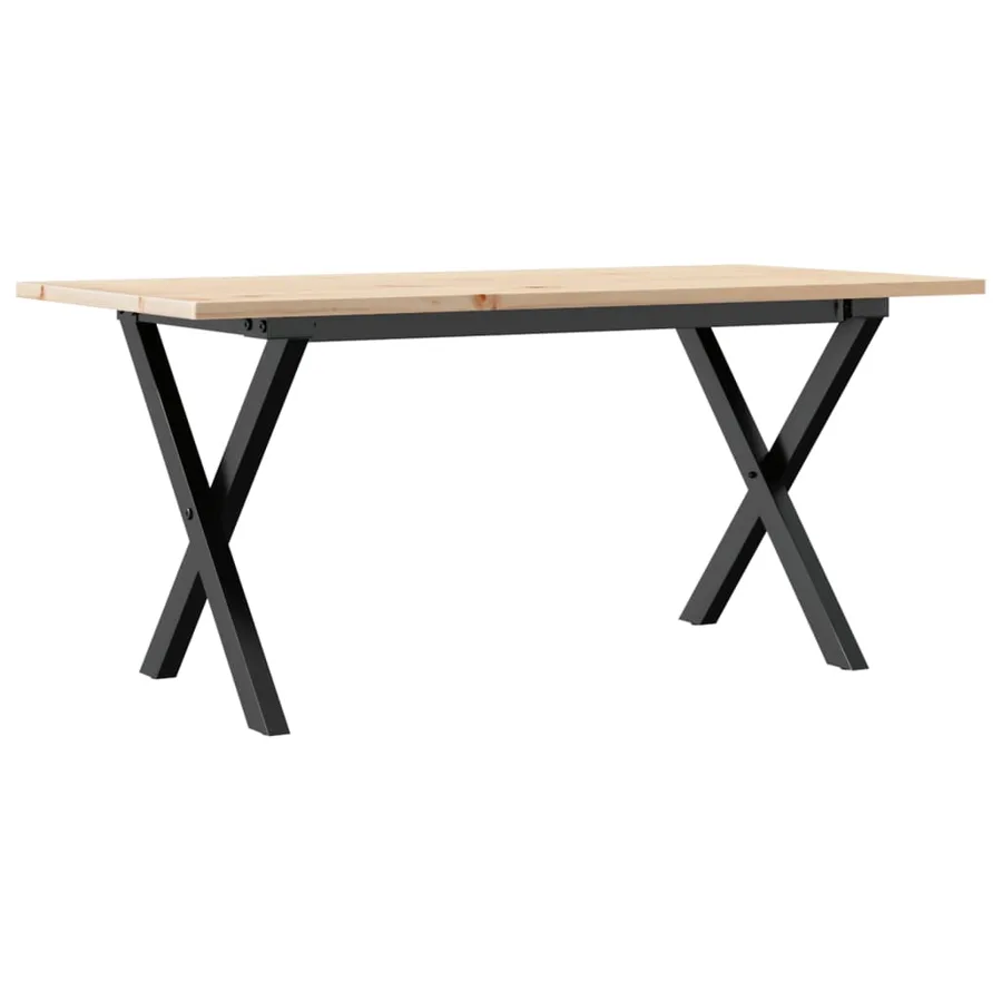 Table basse cadre en X 100x50x45 cm bois de pin massif et acier - 6