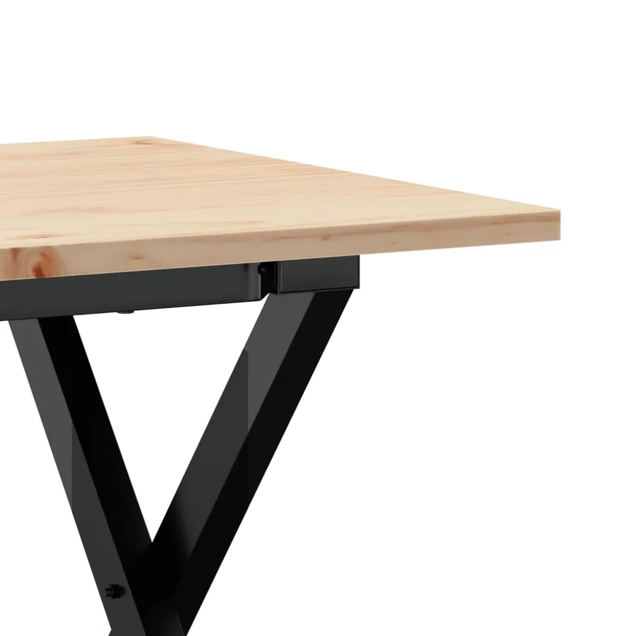 Table basse cadre en X 100x50x45 cm bois de pin massif et acier - 7