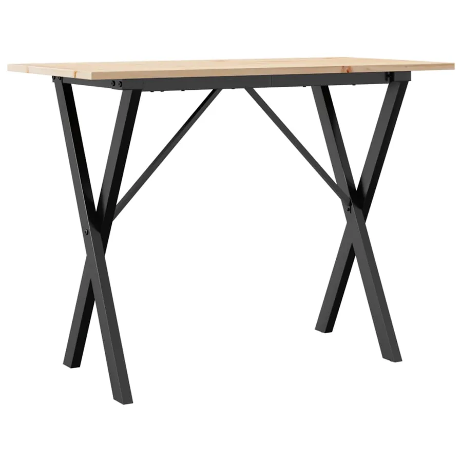 Table à manger cadre en X 100x50x75 cm bois de pin massif acier - 2