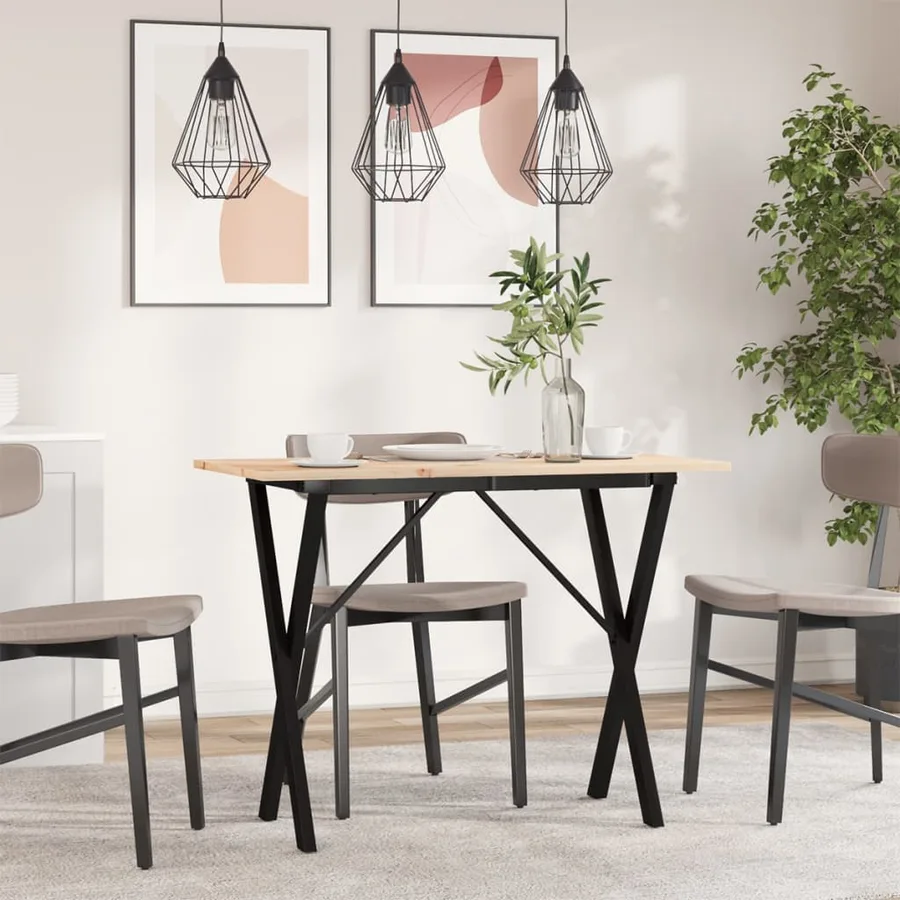 Table à manger cadre en X 100x50x75 cm bois de pin massif acier - 3
