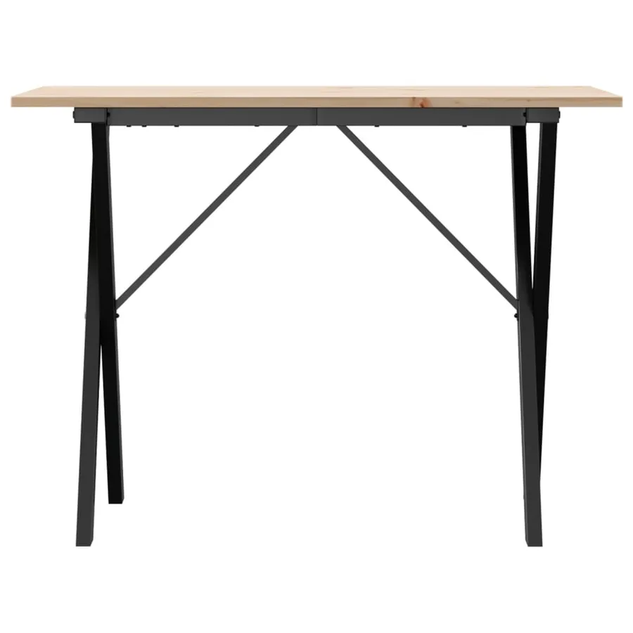 Table à manger cadre en X 100x50x75 cm bois de pin massif acier - 4
