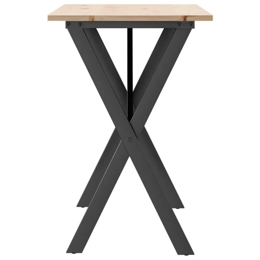 Table à manger cadre en X 100x50x75 cm bois de pin massif acier - 5