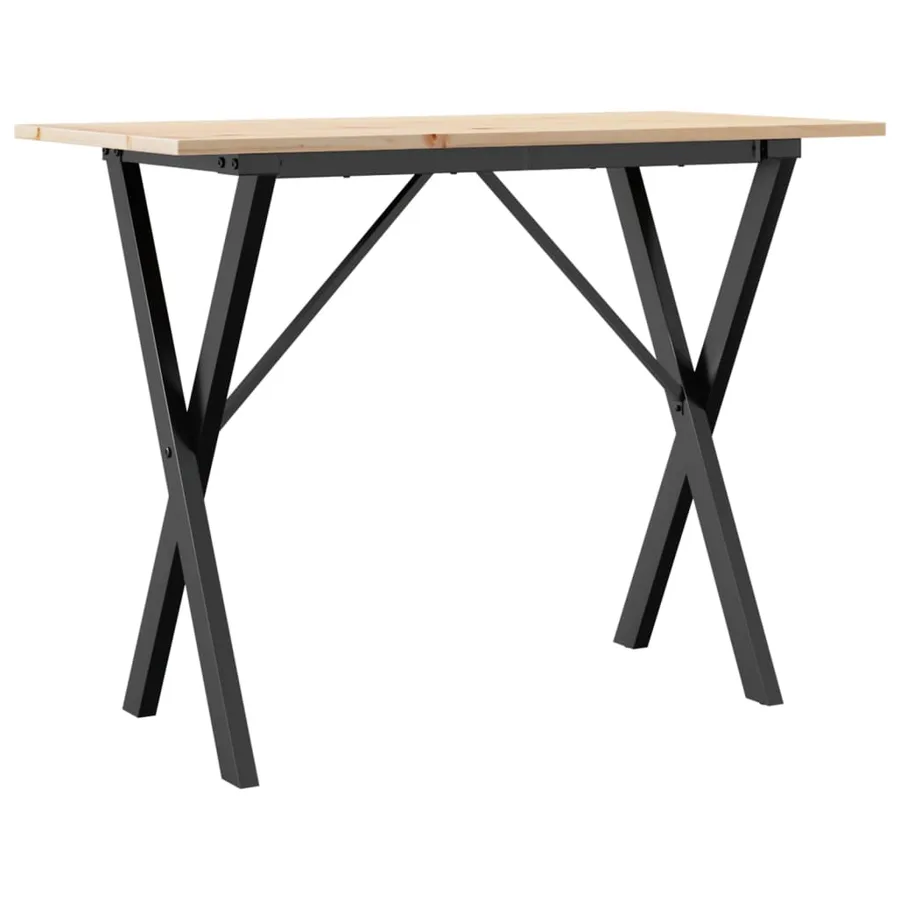 Table à manger cadre en X 100x50x75 cm bois de pin massif acier - 6