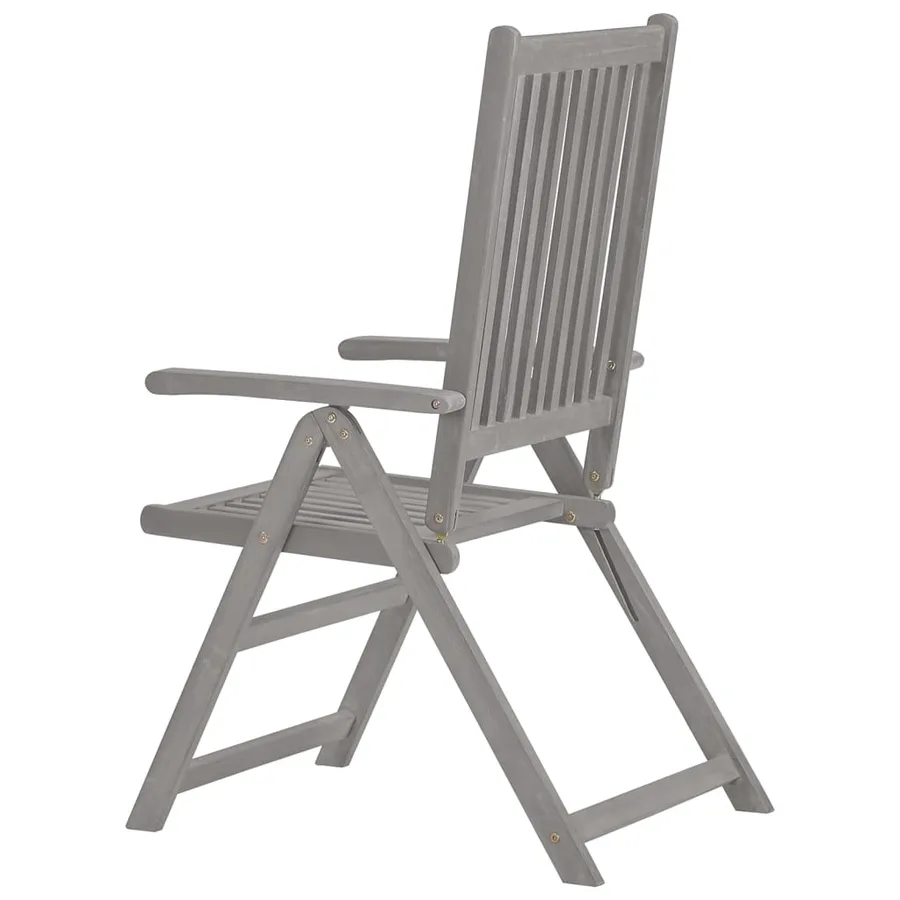 Chaises inclinables de jardin et coussins lot de 8 Gris Acacia - 6