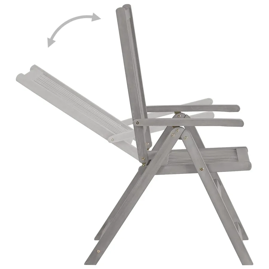 Chaises inclinables de jardin et coussins lot de 8 Gris Acacia - 7
