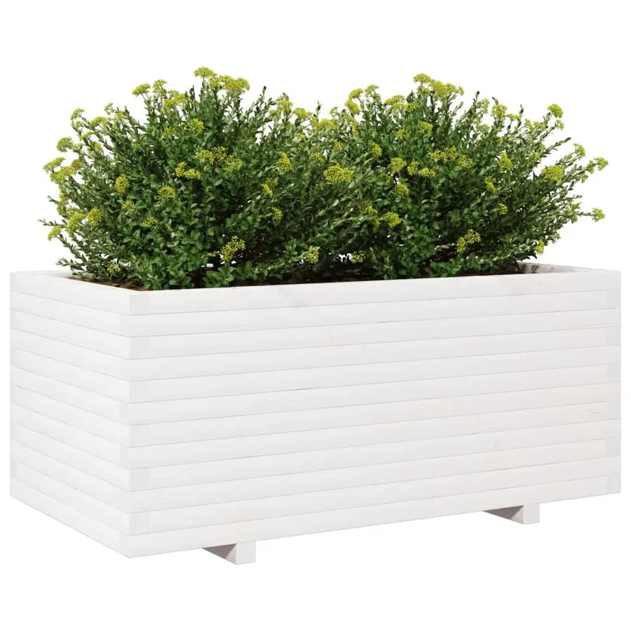 Jardinière blanc 110x60x49,5 cm bois de pin massif - 4