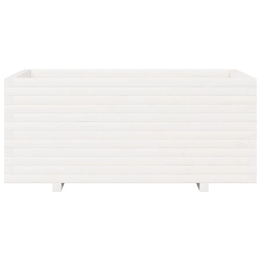 Jardinière blanc 110x60x49,5 cm bois de pin massif - 5