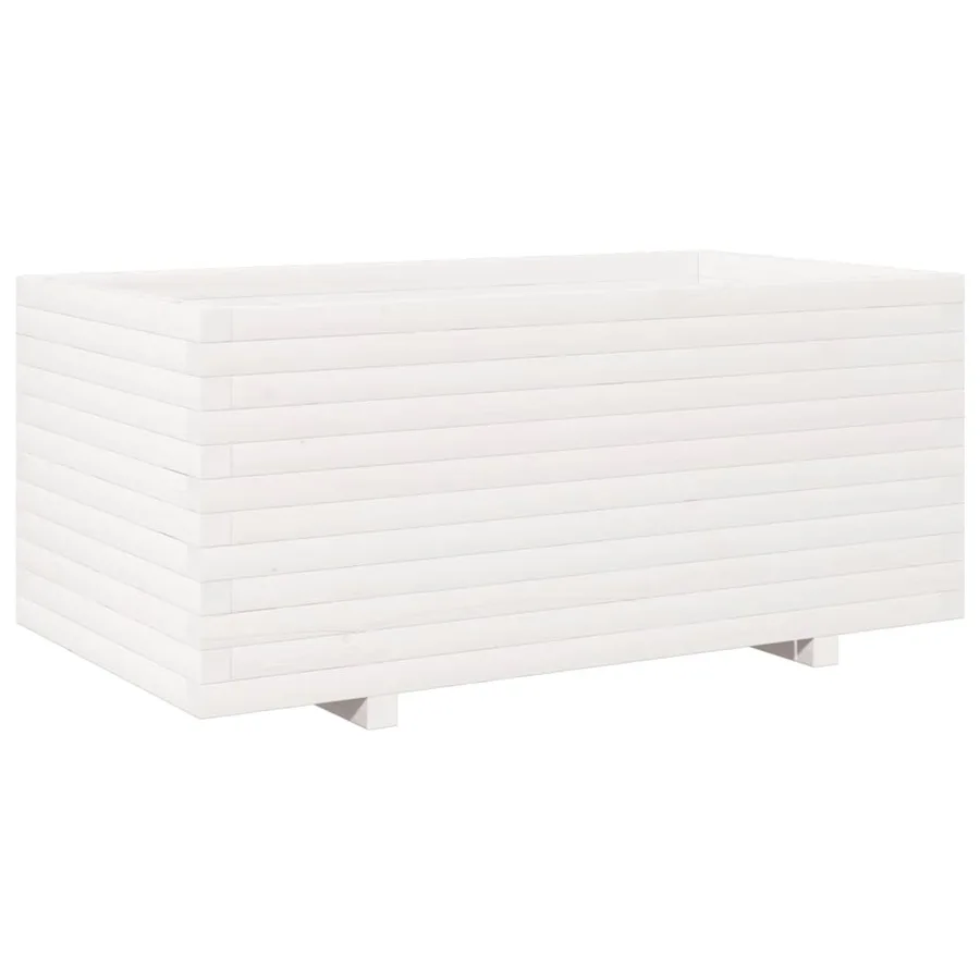 Jardinière blanc 110x60x49,5 cm bois de pin massif - 7