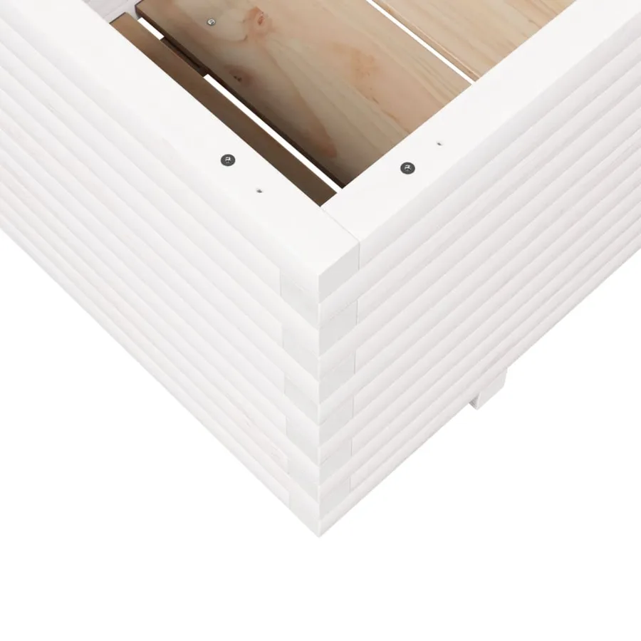 Jardinière blanc 110x60x49,5 cm bois de pin massif - 8