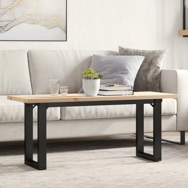 Table basse cadre en O 110x40x45,5 cm bois de pin massif acier