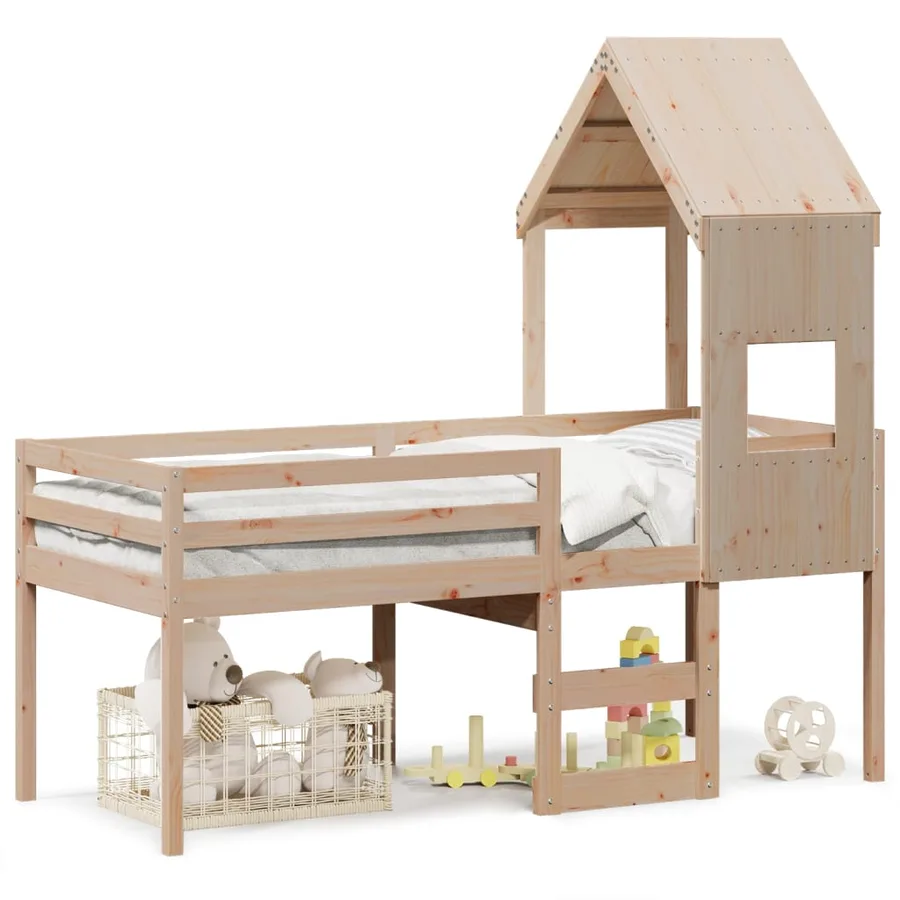 Lit haut sans matelas 90x190 cm bois de pin massif - 2