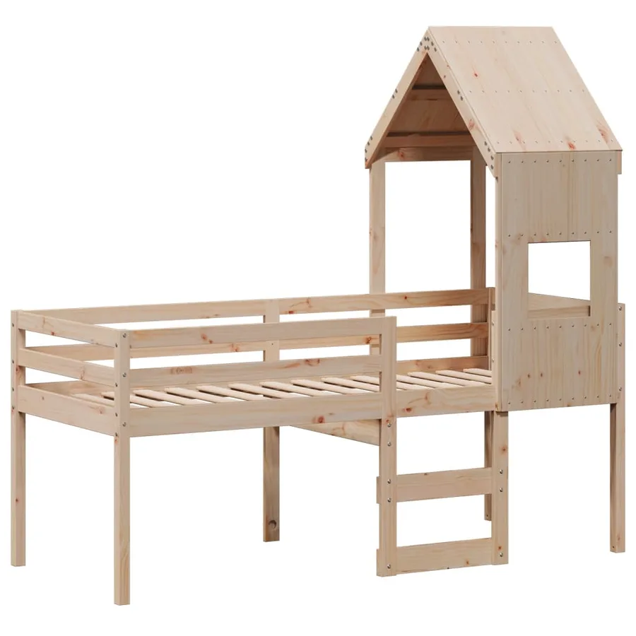 Lit haut sans matelas 90x190 cm bois de pin massif - 3