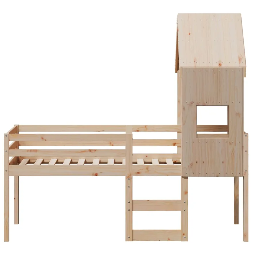 Lit haut sans matelas 90x190 cm bois de pin massif - 4