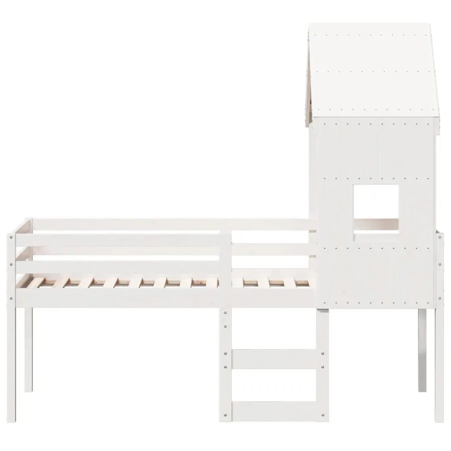 Lit haut sans matelas blanc 90x200 cm bois de pin massif - 4