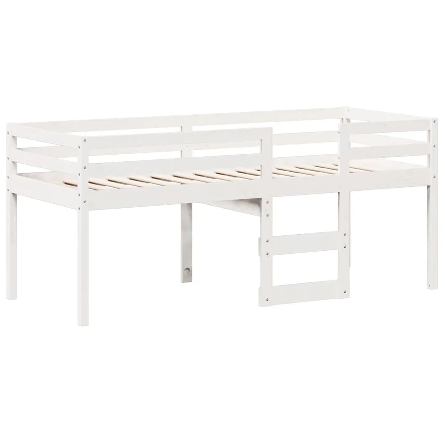 Lit haut sans matelas blanc 90x200 cm bois de pin massif - 5