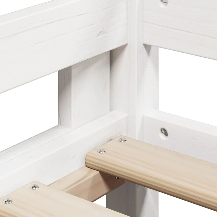 Lit haut sans matelas blanc 90x200 cm bois de pin massif - 9