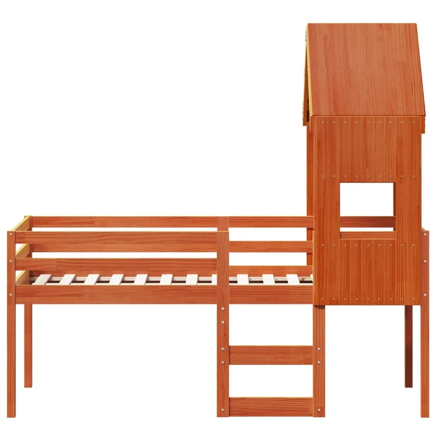 Lit haut sans matelas cire marron 75x190 cm bois de pin massif - 4