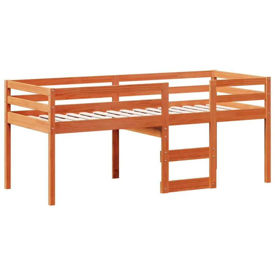 Lit haut sans matelas cire marron 75x190 cm bois de pin massif - 5