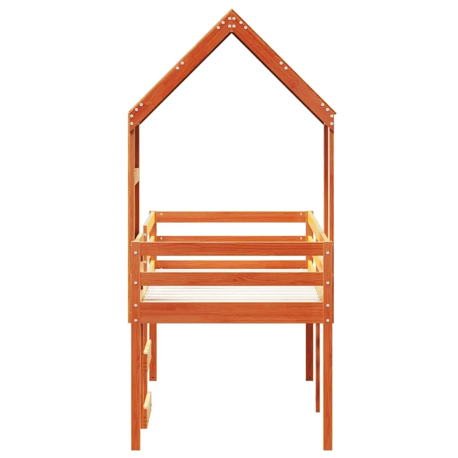 Lit haut sans matelas cire marron 75x190 cm bois de pin massif - 7