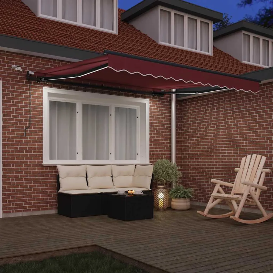 Auvent rétractable automatique avec LED bordeaux 300x250 cm - 3