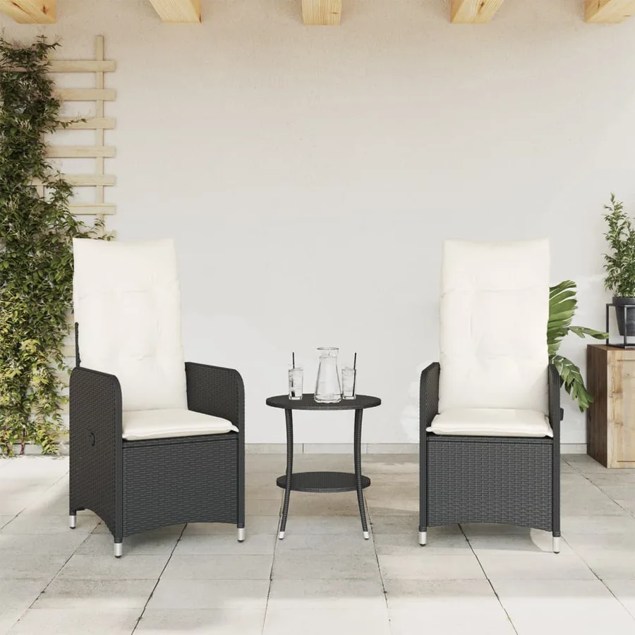 Chaises inclinables de jardin lot de 2 et table résine tressée - 3