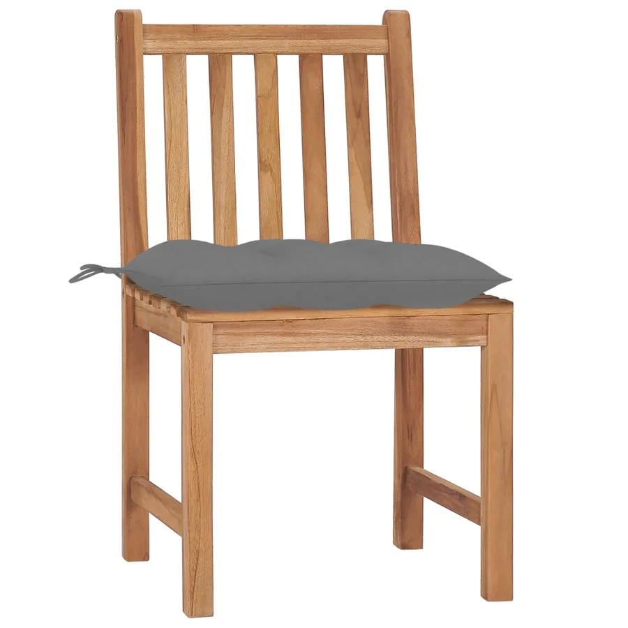 Chaises de jardin lot de 4 avec coussins Bois de teck massif - 2