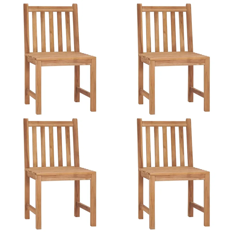 Chaises de jardin lot de 4 avec coussins Bois de teck massif - 3