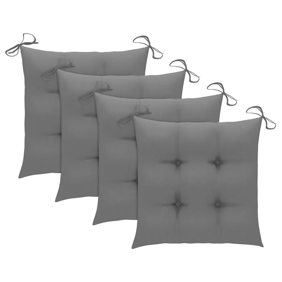 Chaises de jardin lot de 4 avec coussins Bois de teck massif - 6