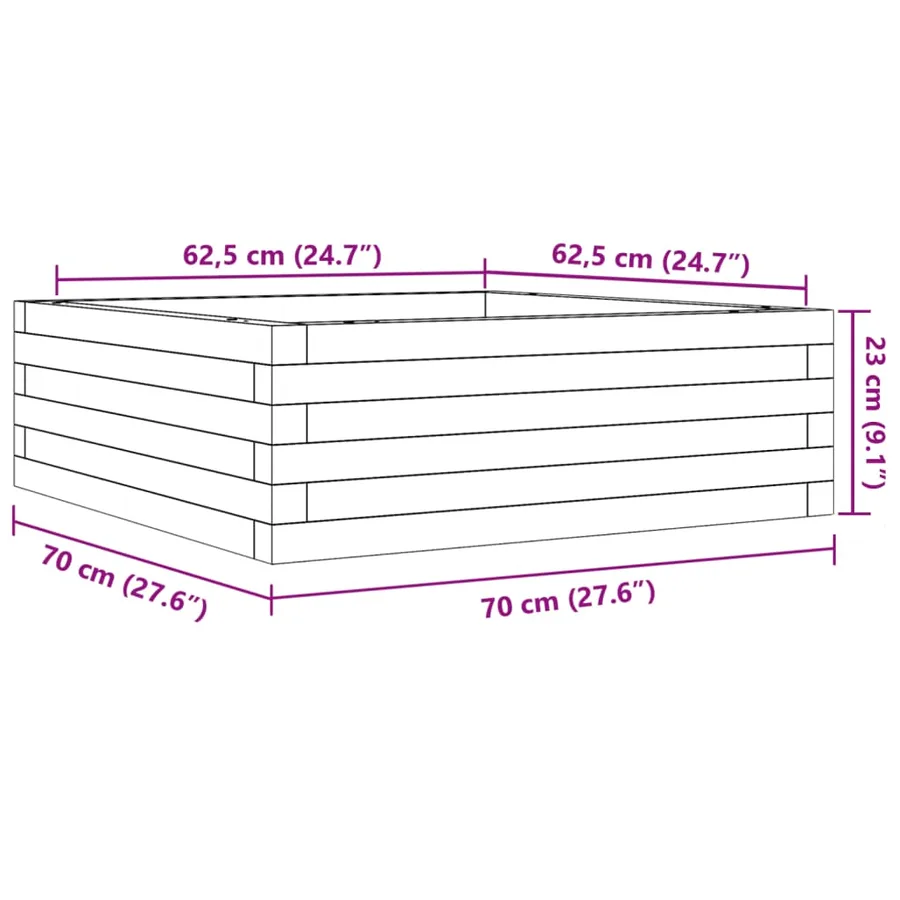 Jardinière 70x70x23 cm bois massif douglas - 10