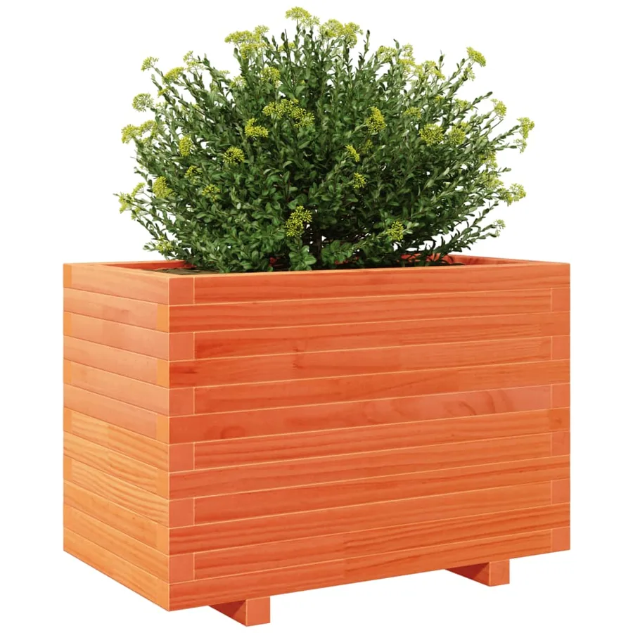 Jardinière cire marron 70x40x49,5 cm bois de pin massif - 4