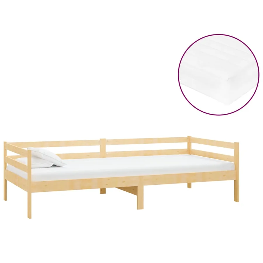 Lit de repos avec matelas 90x200 cm Bois de pin massif - 2