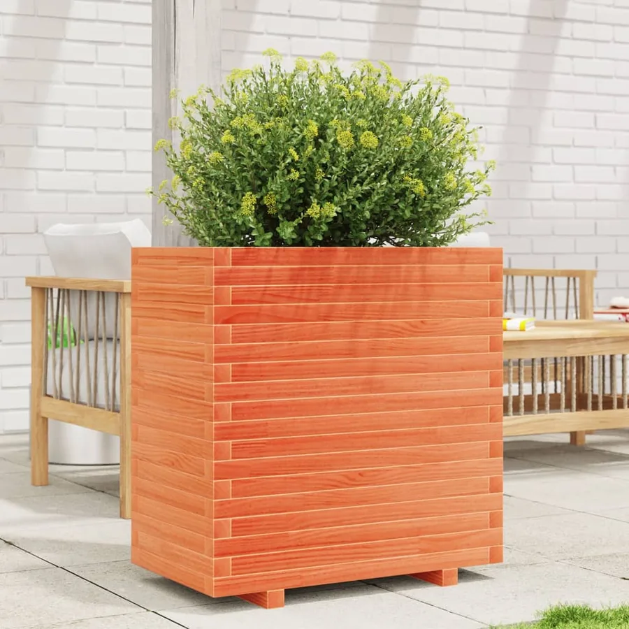 Jardinière cire marron 70x40x72,5 cm bois de pin massif - 3