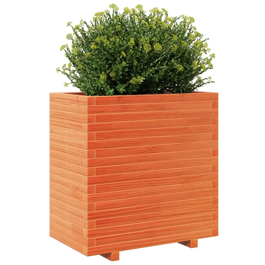 Jardinière cire marron 70x40x72,5 cm bois de pin massif - 4