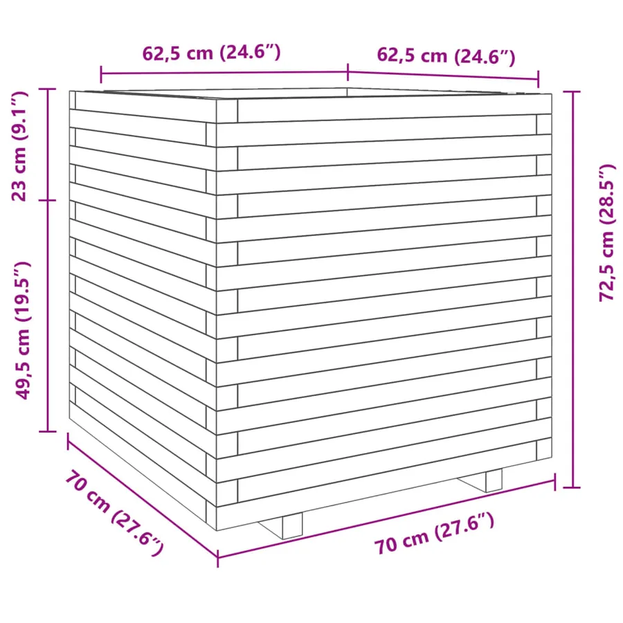 Jardinière 70x70x72,5 cm bois massif de douglas - 10