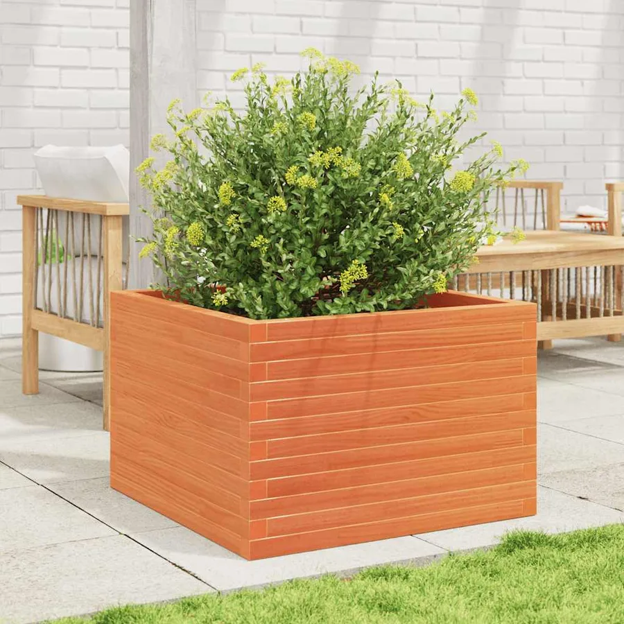 Jardinière cire marron 70x70x46 cm bois de pin massif - 3