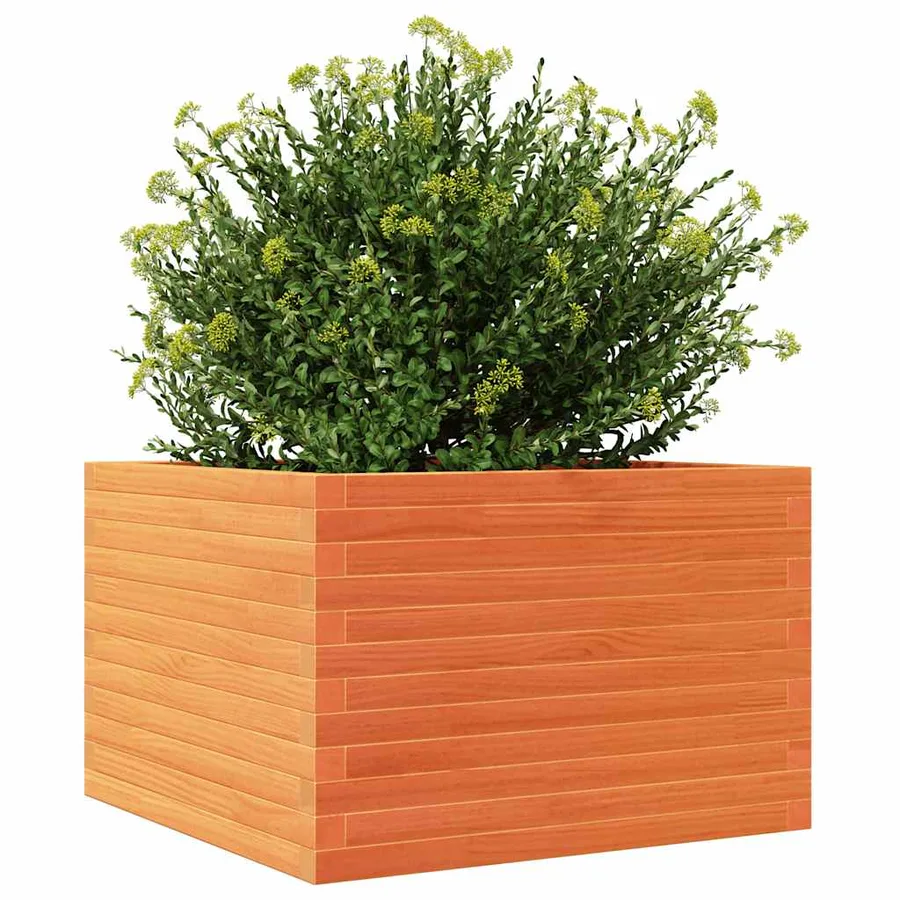Jardinière cire marron 70x70x46 cm bois de pin massif - 4