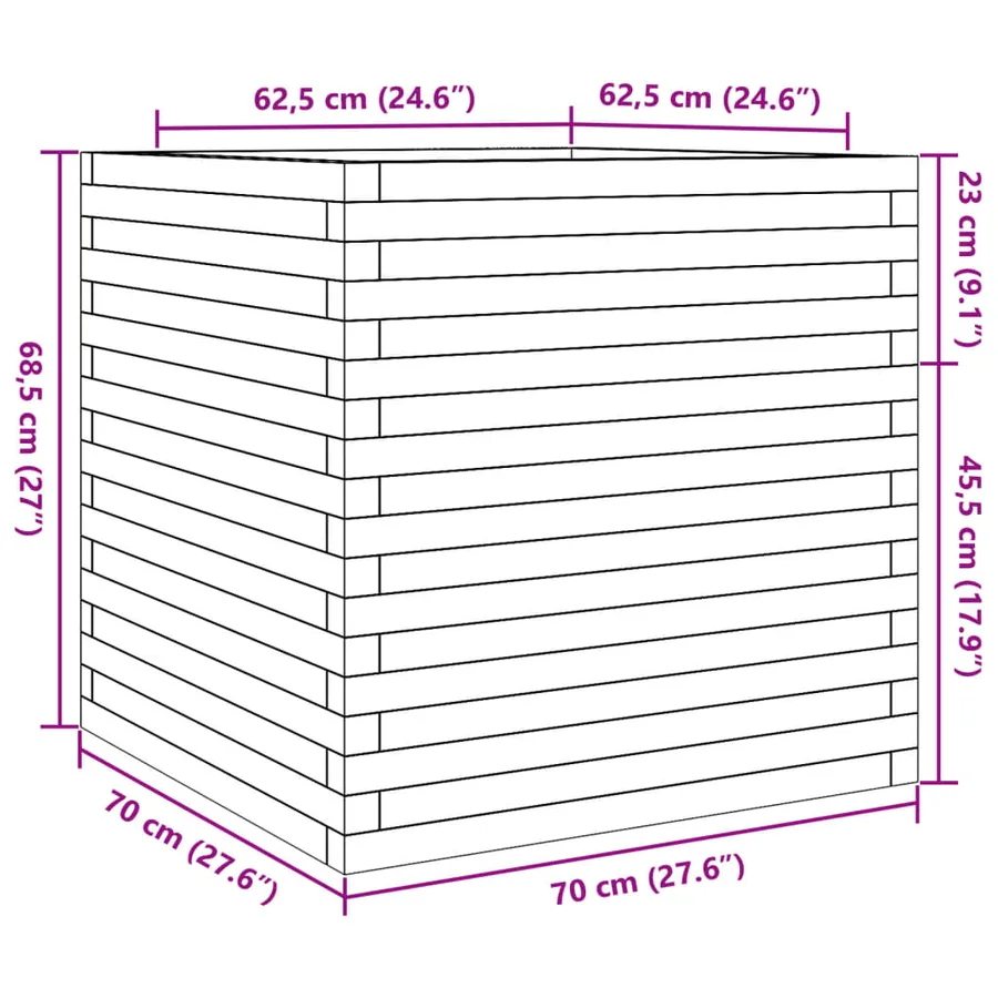 Jardinière 70x70x68,5 cm bois massif de douglas - 10