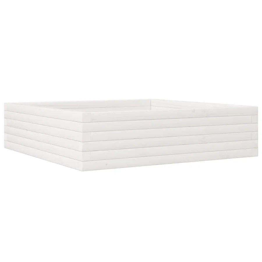 Jardinière blanc 90x90x23 cm bois de pin massif - 2