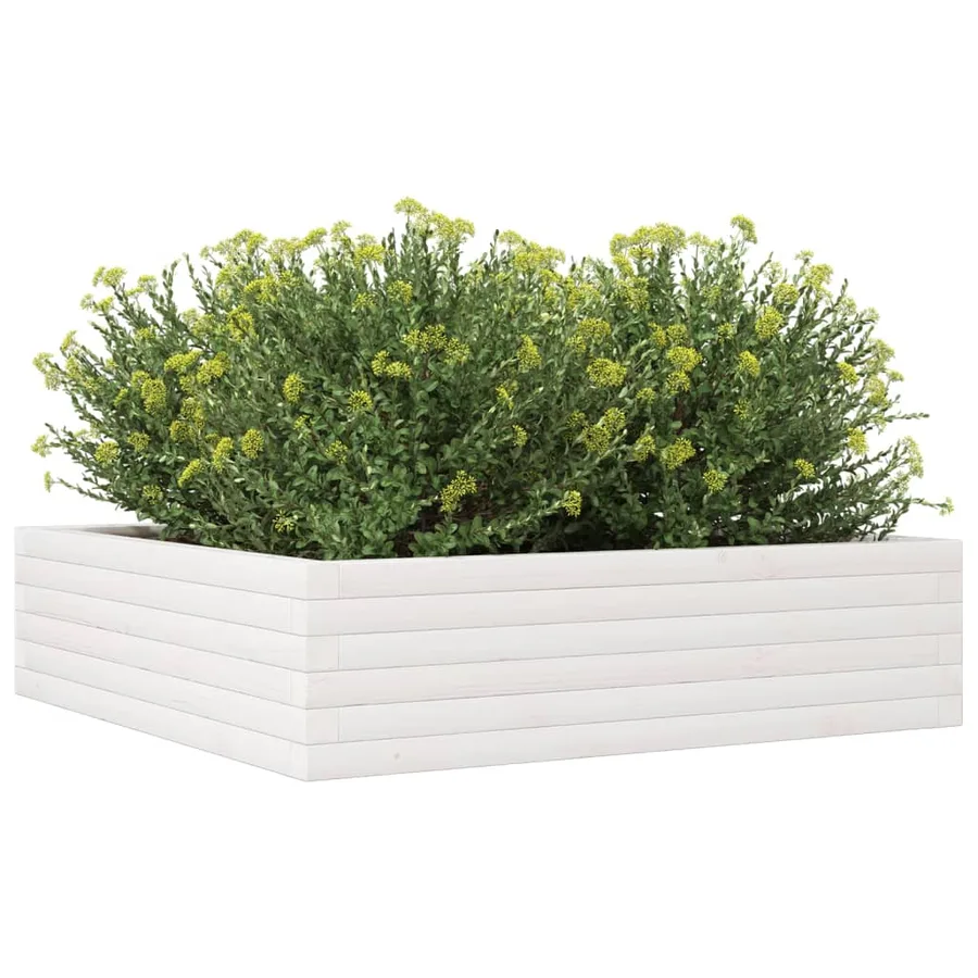 Jardinière blanc 90x90x23 cm bois de pin massif - 4