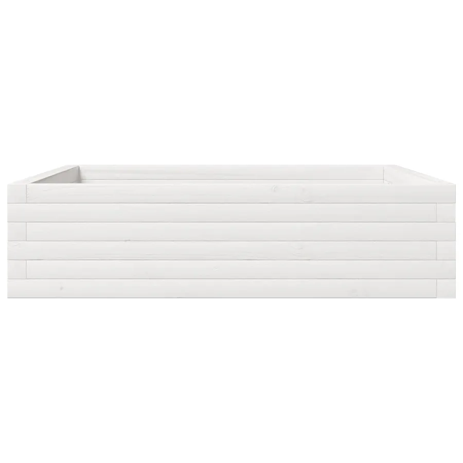 Jardinière blanc 90x90x23 cm bois de pin massif - 5