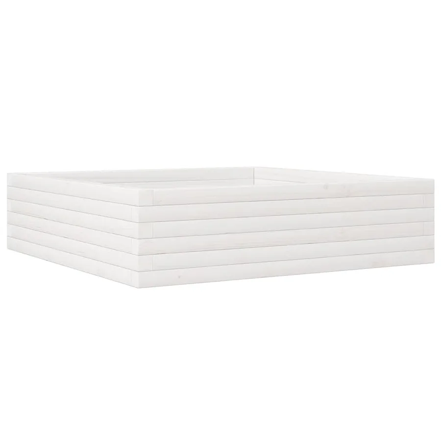 Jardinière blanc 90x90x23 cm bois de pin massif - 7