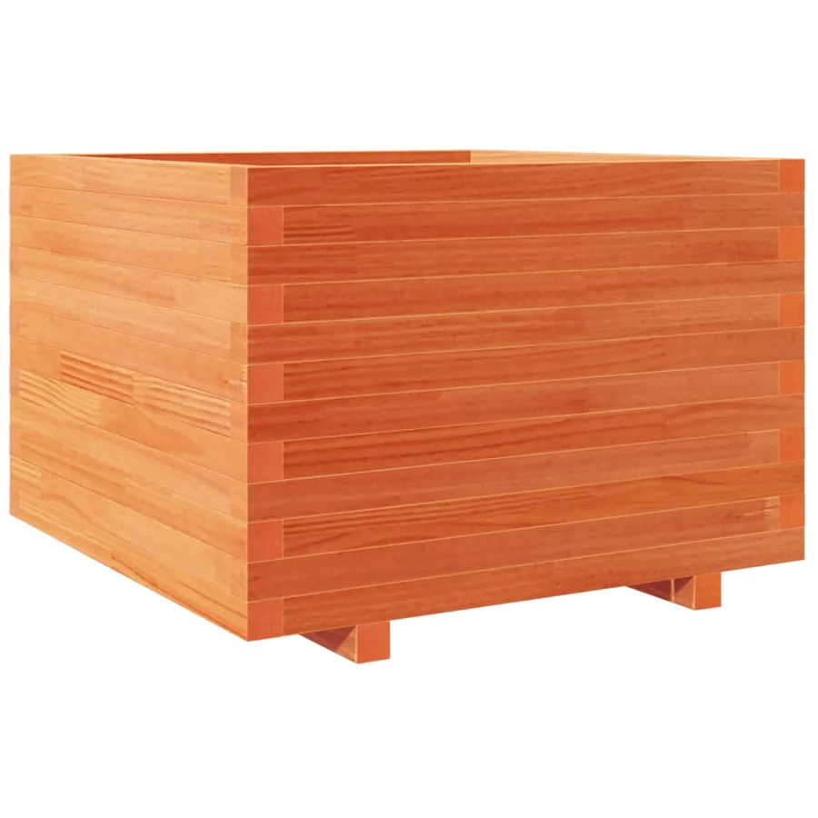 Jardinière cire marron 70x70x49,5 cm bois de pin massif - 2
