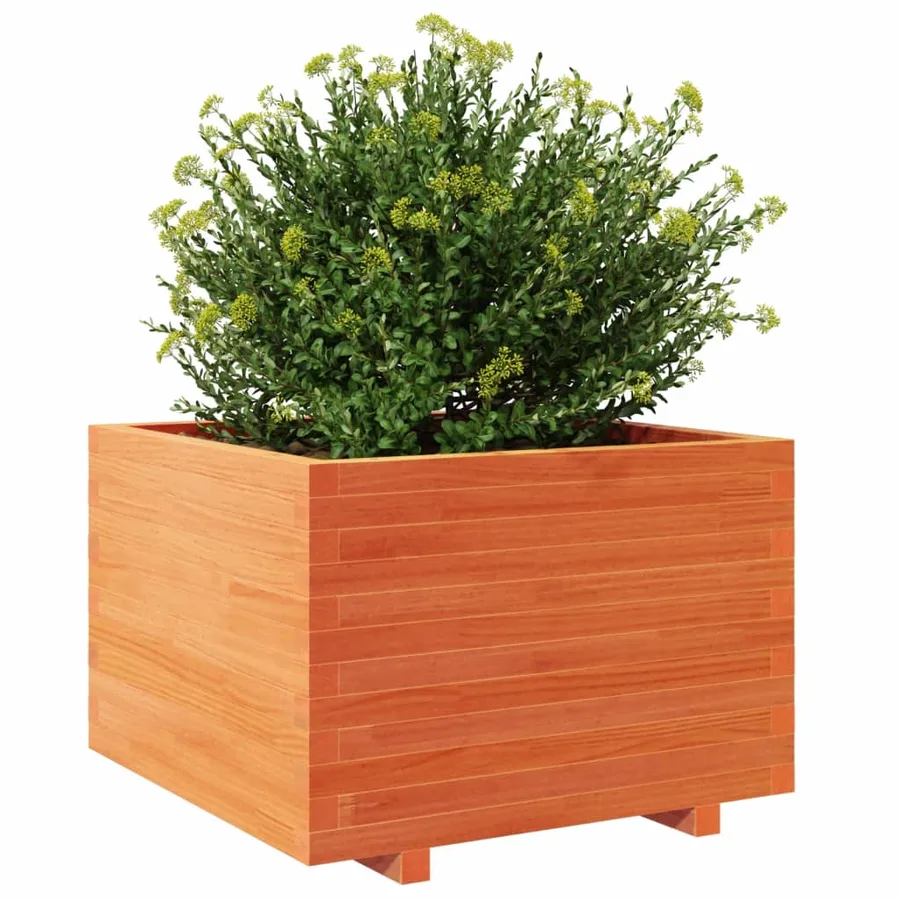 Jardinière cire marron 70x70x49,5 cm bois de pin massif - 4
